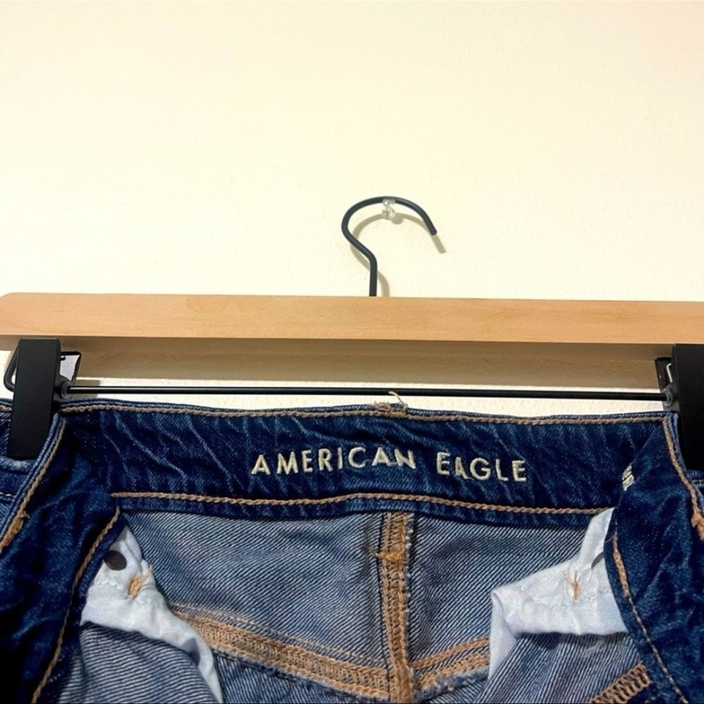 American Eagle Outfitters Dark Blue Tomgirl Distressed Jean Shorts 8 - Picture 7 of 8